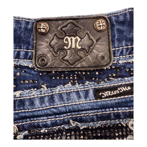 Miss Me Skinny Jeans Embellished Flap Pockets Size 28 - Picture 10 of 14